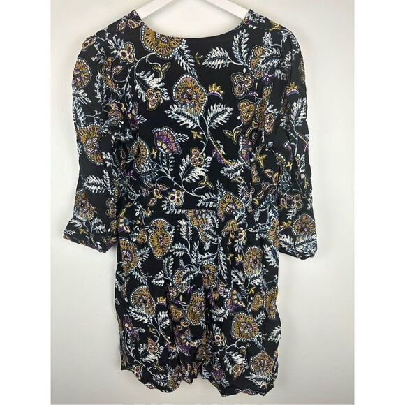 BA&SH Women's M Volver Elbow Sleeve Mini Dress Black Paisley Boho Western Flowy - Picture 3 of 12